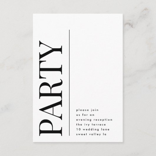 Carte D'accompagnement Réception de mariage moderne Gras Big Party (Devant)
