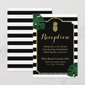 Carte D'accompagnement Réception de mariage moderne Hawaï or Ananas (Devant / Derrière)