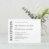 Carte D'accompagnement Réception de mariage moderne Monogramme noir et bl (Debout devant)