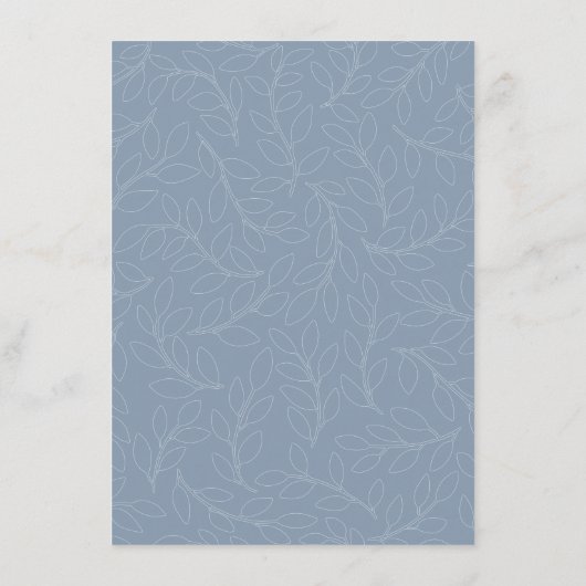 Carte D'accompagnement Réception de mariage moderne motif bleu poussiéreu (Dos)