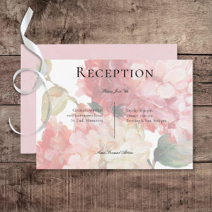 Carte D'accompagnement Réception De Mariage Moderne Rose Blush Hydrangea