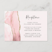 Carte D'accompagnement Réception de mariage moderne rose blush or agate (Devant)