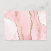 Carte D'accompagnement Réception de mariage moderne rose blush or agate (Dos)