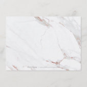 Carte D'accompagnement Réception de mariage moderne rose en marbre d'or (Dos)