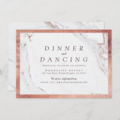 Carte D'accompagnement Réception de mariage moderne rose en marbre d'or (Devant / Derrière)