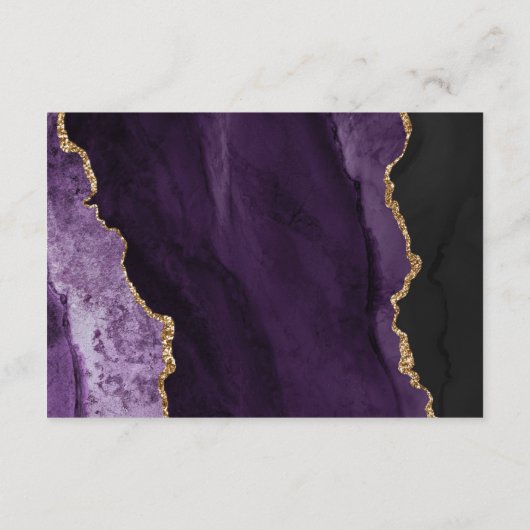 Carte D'accompagnement Réception de mariage moderne violet or Agate (Dos)