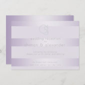 Carte D'accompagnement Réception de mariage | Monogramme à rayures scinti (Devant / Derrière)