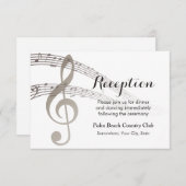 Carte D'accompagnement Réception de mariage musicale Notes de musique sim (Devant / Derrière)