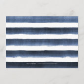 Carte D'accompagnement Réception de mariage nautique à rayures bleu marin (Dos)