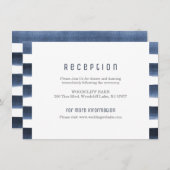 Carte D'accompagnement Réception de mariage nautique à rayures bleu marin (Devant / Derrière)