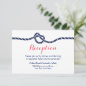 Carte D'accompagnement Réception de mariage nautique nouant le nœud (Debout devant)