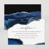 Carte D'accompagnement Réception de mariage Navy et Agate argentée (Devant / Derrière)