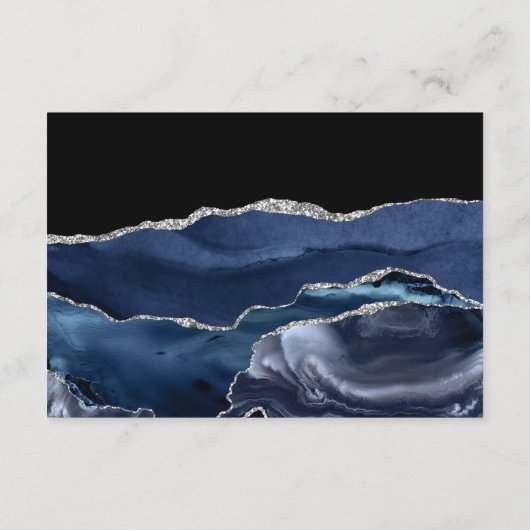 Carte D'accompagnement Réception de mariage Navy et Agate argentée (Dos)