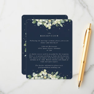 Carte D'accompagnement Réception de mariage Navy Snowberry + Eucalyptus b