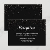 Carte D'accompagnement Réception de mariage noir avec confettis modernes (Devant / Derrière)