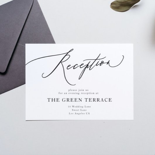 Carte D'accompagnement Réception De Mariage Noir Blanc Traditionnelle