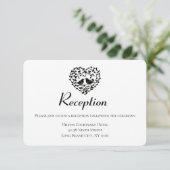 Carte D'accompagnement Réception de mariage noir oiseaux de l'amour flora (Debout devant)