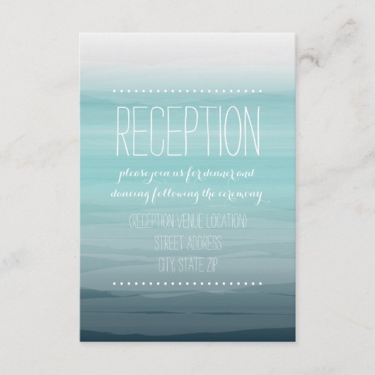 Carte D'accompagnement Réception de mariage ombré inspiré de l'aquarelle  (Devant)