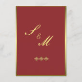 Carte D'accompagnement Réception de mariage ornemental encadrée rouge et (Dos)