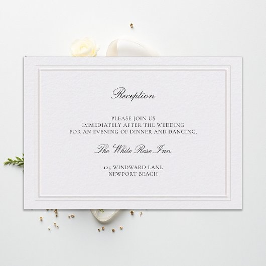 Carte D'accompagnement Réception de mariage perle élégante classique mode