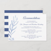 Carte D'accompagnement Réception de mariage plage Bleu et blanc (Devant / Derrière)