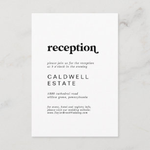 Carte D'accompagnement Réception de mariage pour la typographie noire mod