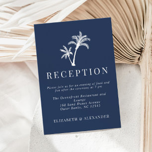 Carte D'accompagnement Réception de mariage pour palmiers tropicaux bleu