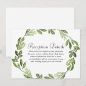 Carte D'accompagnement Réception de mariage printanier à la verdure aquar (Devant / Derrière)