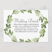 Carte D'accompagnement Réception de mariage printanier avec verdure à l'a (Devant)