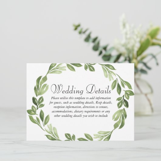 Carte D'accompagnement Réception de mariage printanier avec verdure à l'a (Debout devant)