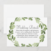 Carte D'accompagnement Réception de mariage printanier avec verdure aquar (Devant / Derrière)