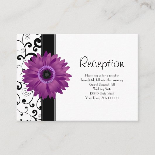 Carte D'accompagnement Réception de mariage Purple Gerbera Daisy avec Scr (Devant)