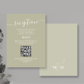 Carte D'accompagnement Réception de mariage QR Code RSVP Sage vert