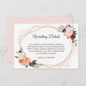 Carte D'accompagnement Réception de mariage romantique moderne Détails (Devant / Derrière)