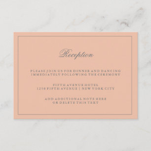 Carte D'accompagnement Réception De Mariage Rose Clair Et Clair