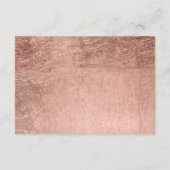 Carte D'accompagnement Réception de mariage rose de feuille d'or de faux (Dos)