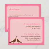 Carte D'accompagnement Réception de mariage rose des inséparables contemp (Devant / Derrière)