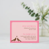 Carte D'accompagnement Réception de mariage rose des inséparables contemp (Debout devant)