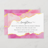 Carte D'accompagnement Réception de mariage rose et or Agate (Devant / Derrière)