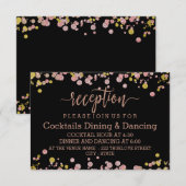 Carte D'accompagnement Réception de mariage Rose Gold Confettis Étincelan (Devant / Derrière)