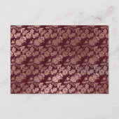 Carte D'accompagnement Réception de mariage Rose Gold et Bourgogne (Dos)