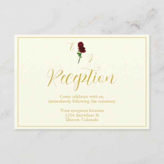 Carte D'accompagnement Réception de mariage Rose Gold Ivory (Devant)