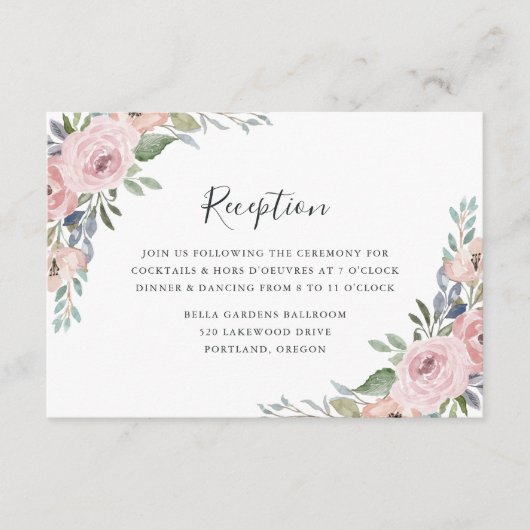 Carte D'accompagnement Réception de mariage rose rose Rose poussiéreuse (Devant)