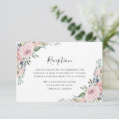 Carte D'accompagnement Réception de mariage rose rose Rose poussiéreuse (Debout devant)