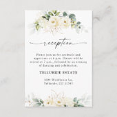Carte D'accompagnement Réception de mariage Roses blanches vertes (Devant)
