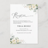 Carte D'accompagnement Réception de mariage Roses blanches vertes (Devant)