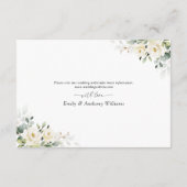 Carte D'accompagnement Réception de mariage Roses blanches vertes (Dos)