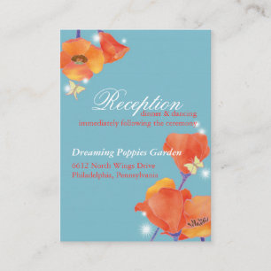 Carte D'accompagnement Réception de mariage rouge coquelicot bleu