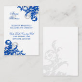 Carte D'accompagnement Réception de mariage Royal Blue Silver (Devant / Derrière)