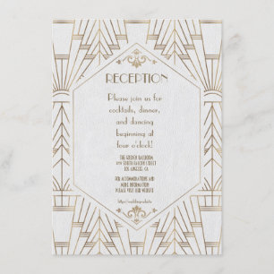 Carte D'accompagnement Réception de mariage Royal Gold Art Déco Monogramm